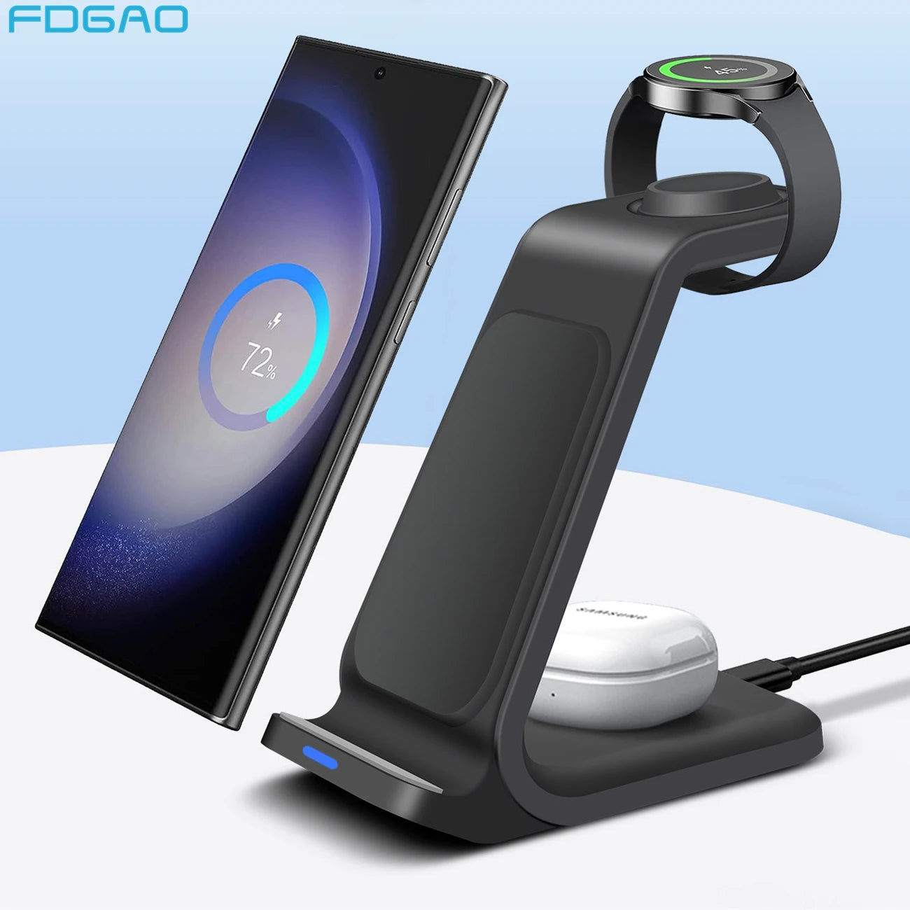 Wireless Charger 3 in 1 Fast Charging Dock Station for Samsung S23 S22 Multiple Devices Stand for Galaxy Watch 6 5 4 Buds 2 Pro - Asicalation