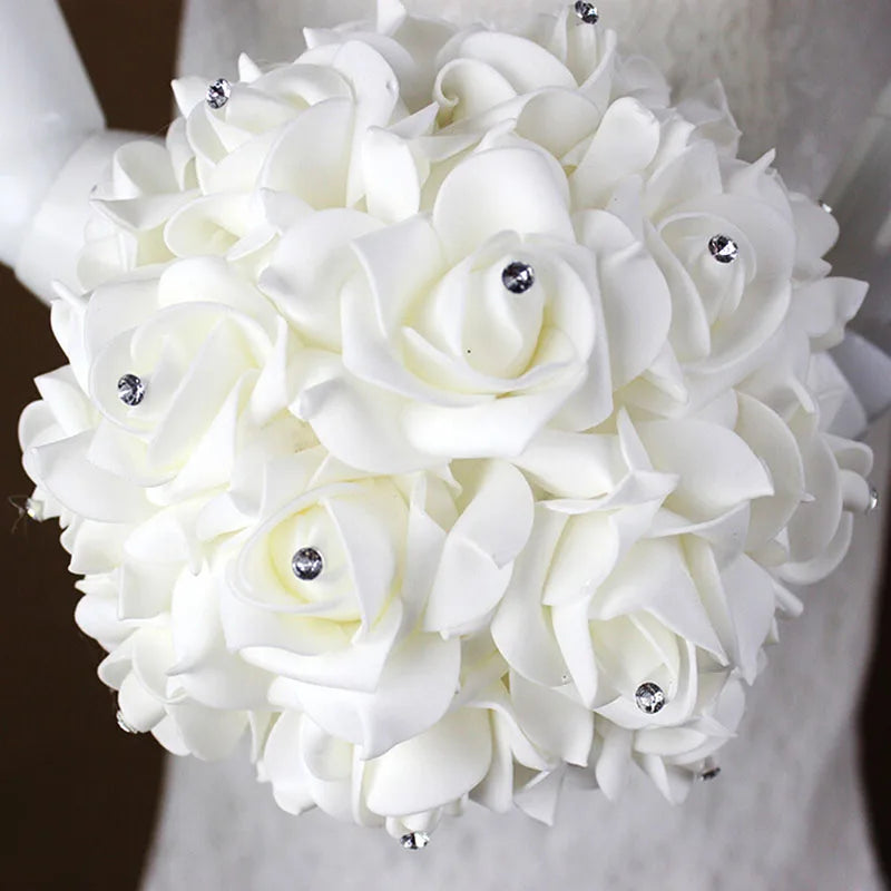 Wedding Fake Flowers Bridal Bouquets Bridesmaid Rose Centerpiece Bride Hydrangea Artificial White Lily of the Valley Supplies