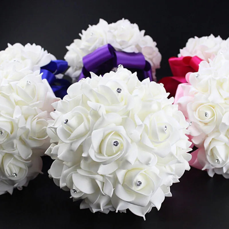 Wedding Fake Flowers Bridal Bouquets Bridesmaid Rose Centerpiece Bride Hydrangea Artificial White Lily of the Valley Supplies