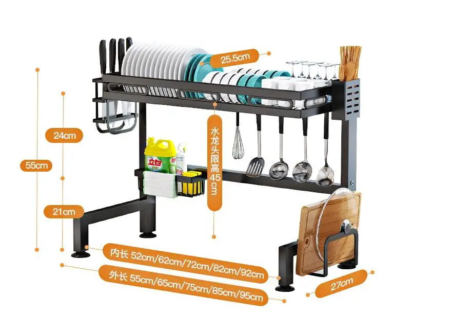 Thickening Upgrade Kitchen Shelf Above The Sink Dish Storage Rack Seasoning Tableware Draining Kitchenware kitchen accessories - Asicalation