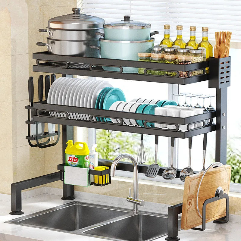 Thickening Upgrade Kitchen Shelf Above The Sink Dish Storage Rack Seasoning Tableware Draining Kitchenware kitchen accessories - Asicalation