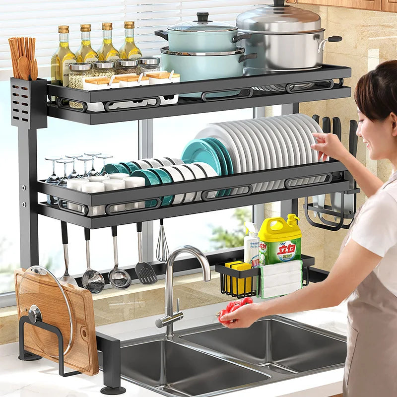Thickening Upgrade Kitchen Shelf Above The Sink Dish Storage Rack Seasoning Tableware Draining Kitchenware kitchen accessories - Asicalation